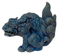 20TH CENTURY JAPANESE TURQUOISE GLAZED EARTHENWARE POTTERY SHISHI LION