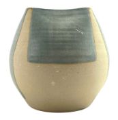 VINTAGE STUDIO ART POTTERY VASE IN BLUE & CREAM COLOURWAYS
