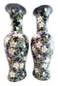 LARGE PAIR OF 20TH CENTURY CHINOISERIE FLORAL PORCELAIN VASES