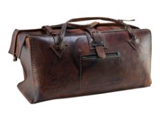 VINTAGE 20TH CENTURY LEATHER TRAVEL SUITCASE
