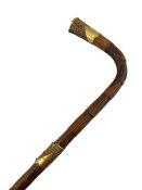 19TH CENTURY 18CT GOLD PLATED MOUNTED WALKING STICK