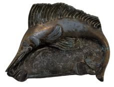 EARLY 20TH CENTURY BRASS METAL AMERICAN PATENTED SAILFISH ASHTRAY