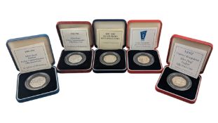 COLLECTION OF 1990S UNITED KINGDOM SILVER PROOF FIFTY PENCE COINS