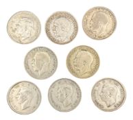 COLLECTION OF EARLY 20TH CENTURY CIRCULATED .500 SILVER SHILLINGS