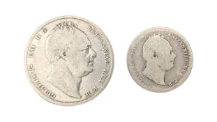 1836 KING WILLIAM IV HALF CROWN & 1834 ONE SHILLING