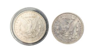 TWO UNITED STATES OF AMERICA SILVER MORGAN DOLLARS
