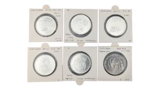 SIX 2001 PORTUGUESE SILVER FIVE HUNDRED ESCUDOS COINS