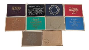 TEN 1970S PROOF COINAGE OF THE UNITED KINGDOM & NORTHERN IRELAND SETS