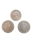 TWO 1797 KING GEORGE III CARTWHEEL PENNIES & CONDER TOKEN