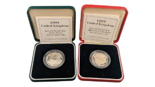 TWO 1995 UNITED KINGDOM SILVER PROOF TWO POUND COINS