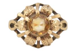 HALLMARKED 9CT GOLD & CITRINE SUNFLOWER RING
