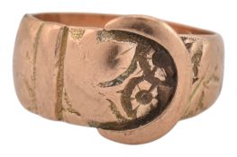 VICTORIAN HALLMARKED 9CT GOLD BUCKLE RING