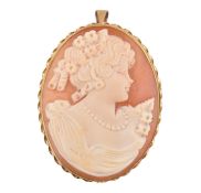 HALLMARKED 9CT GOLD CARVED CAMEO PENDANT BROOCH PIN