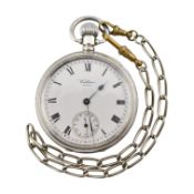 HALLMARKED SILVER WALTHAM USA OPEN FACED POCKET WATCH