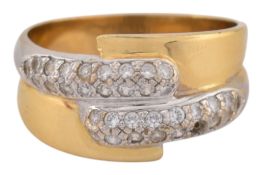 HALLMARKED 18CT GOLD & DIAMOND CROSSOVER RING