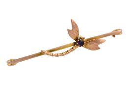 EARLY 20TH CENTURY 9CT GOLD DRAGONFLY BROOCH PIN