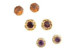 COLLECTION OF YELLOW METAL & GOLD GEM SET EARRINGS
