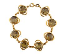 9CT GOLD & CITRINE EIGHT STONE BRACELET