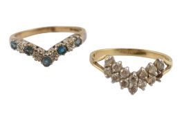 TWO HALLMARKED GOLD & GEM SET RINGS