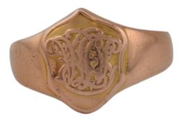 EDWARDIAN HALLMARKED 15CT GOLD SIGNET RING AF