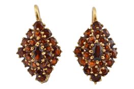 PAIR OF ITALIAN 18CT GOLD & GARNET CLUSTER EARRINGS