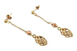 PAIR OF ITALIAN 9CT GOLD PENDANT EARRINGS