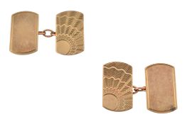 1940s PAIR OF ART DECO HALLMARKED 9CT GOLD CUFFLINKS