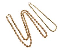 HALLMARKED 9CT GOLD ROPETWIST CHAIN NECKLACE & BRACELET