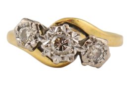 HALLMARKED 18CT GOLD & DIAMOND THREE STONE RING