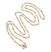 9CT GOLD FIGARO CHAIN LINK NECKLACE