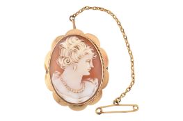 9CT GOLD CAMEO BROOCH PIN