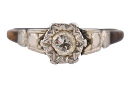 18CT GOLD & PLATINUM SING STONE DIAMOND RING