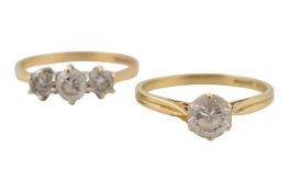 TWO HALLMARKED 14CT GOLD & CZ RINGS
