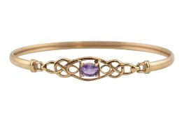 HALLMARKED 9CT GOLD & AMETHYST BANGLE