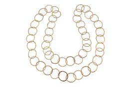 HALLMARKED 9CT GOLD RING LINK NECKLACE