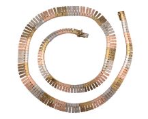 ITALIAN 9CT TRI COLOUR GOLD FRINGE NECKLACE