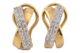 PAIR OF HALLMARKED 18CT GOLD & DIAMOND KISS EARRINGS