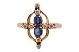18CT GOLD SAPPHIRE & DIAMOND CROSS RING