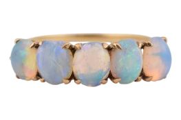 GOLD OPAL FIVE STONE CABOCHON RING