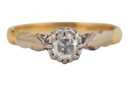 18CT GOLD & PLATINUM SINGLE STONE DIAMOND RING