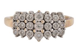 HALLMARKED 9CT GOLD & DIAMOND CLUSTER RING