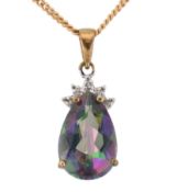 HALLMARKED 9CT GOLD MYSTIC TOPAZ PENDANT NECKLACE