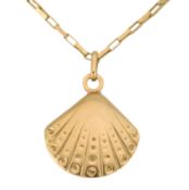 ITALIAN 18CT GOLD SHELL PENDANT NECKLACE