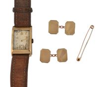 SELECTION OF 9CT GOLD JEWELLERY & A WATCH