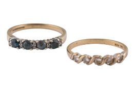 TWO HALLMARKED 9CT GOLD GEM SET RINGS