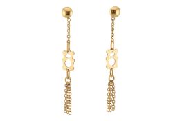PAIR OF ITALIAN 18CT GOLD DROP PENDANT TASSLE EARRINGS