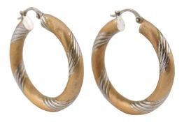 PAIR OF 14CT GOLD BI-COLOUR GOLD HOOP EARRINGS