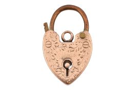 EARLY 20TH CENTURY 9CT GOLD HEART PADLOCK CLASP