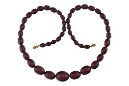 VINTAGE CHERRY AMBER BAKELITE BEAD NECKLACE