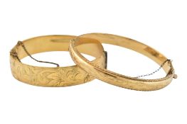 2 EARLY 20TH CENTURY ROLLED GOLD BANGLES
